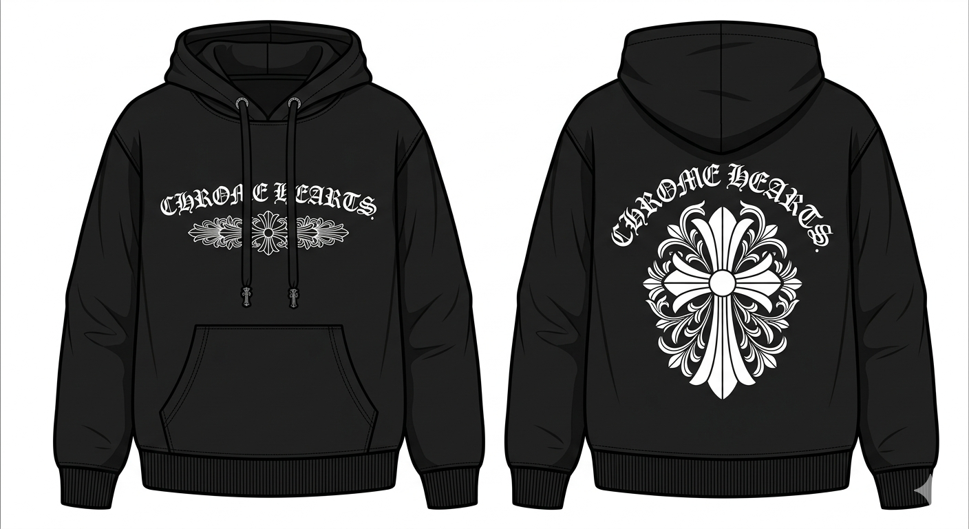 Black and White Chrome Heart Hoodie
